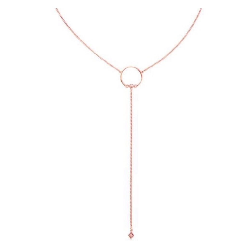 Luv AJ lariat rose gold necklace, NEW